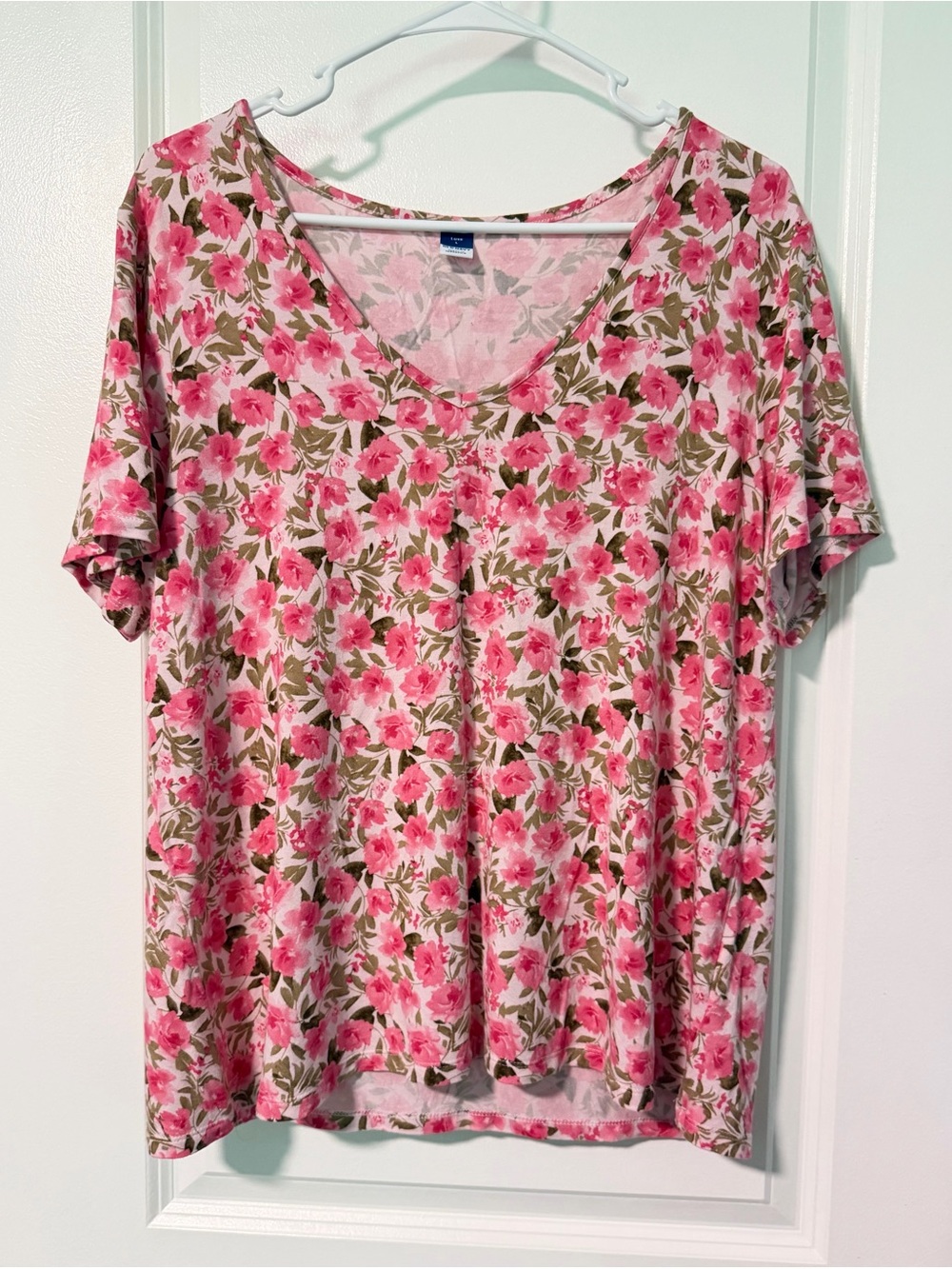 Old Navy Pink Floral V-Neck Top